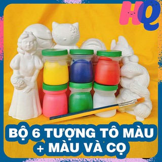 Bộ 6 tượng thạch cao tô tượng cho bé tặng 6 màu và 2 cọ – Đồ chơi trẻ em