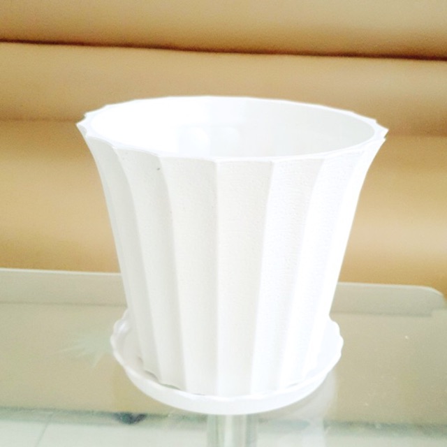 Combo Bộ Chậu Khía Để Bàn + Tặng Luôn Đĩa Lót (size 170x140mm)