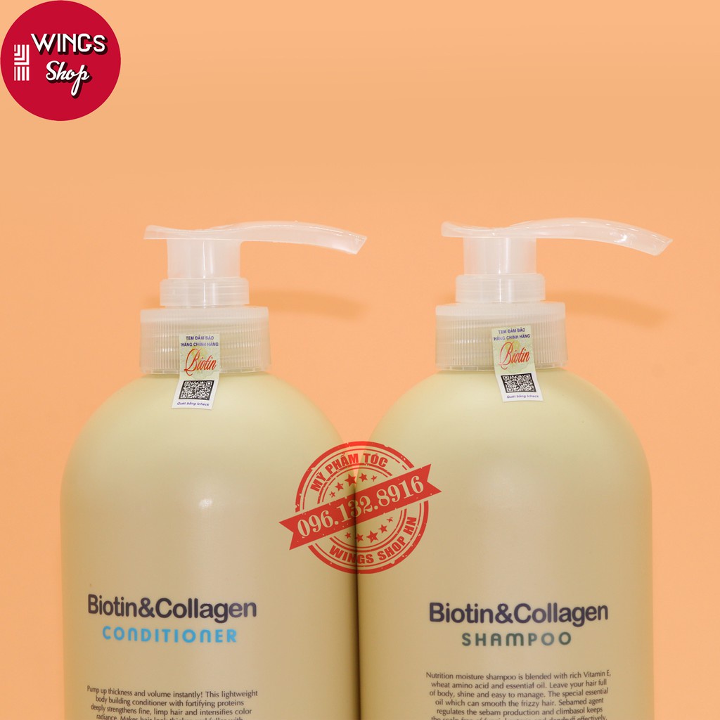 COMBO DẦU GỘI ĐẦU BIOTIN GỘI - XẢ DƯỠNG TÓC CHO NỮ BIOTIN &amp; COLLAGEN 1000ML