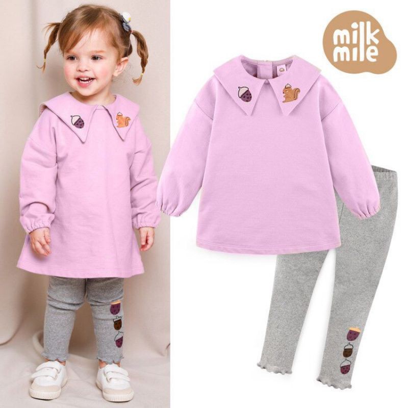 bộ thu đông bé gái MilkMile xuất Hàn dư xịn