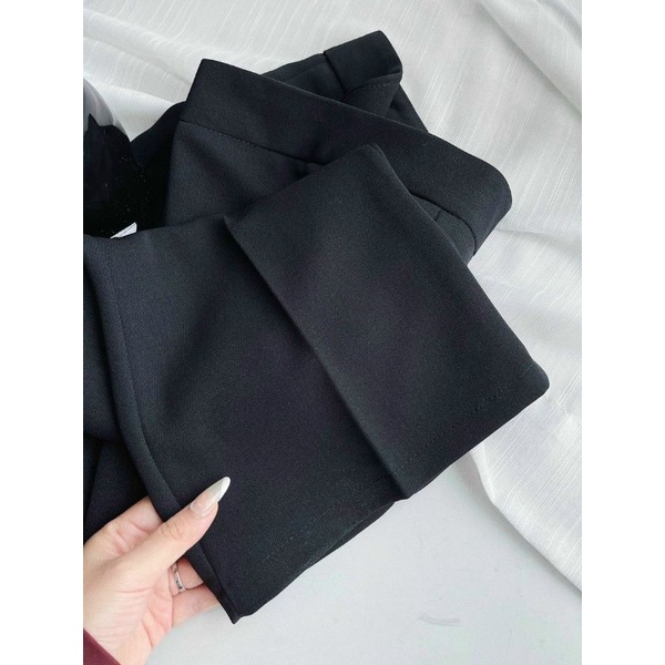 Quần ống loe hack dáng chất tuyết mưa / quần ống vẩy Black Casual Pants