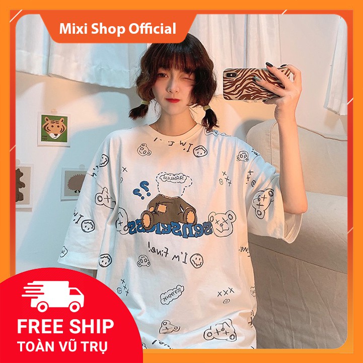 Áo Phông Unisex BOOM Hình Gấu ⚡FREESHIP⚡ In Hình 2 Màu 🦋