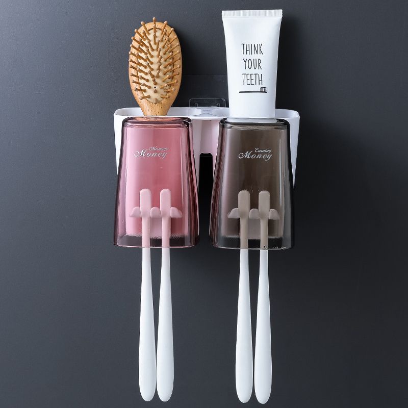 Giá Đựng Bàn Chải kèm Nhả kem Bốn Cốc (Phong Cách Hàn Quốc)