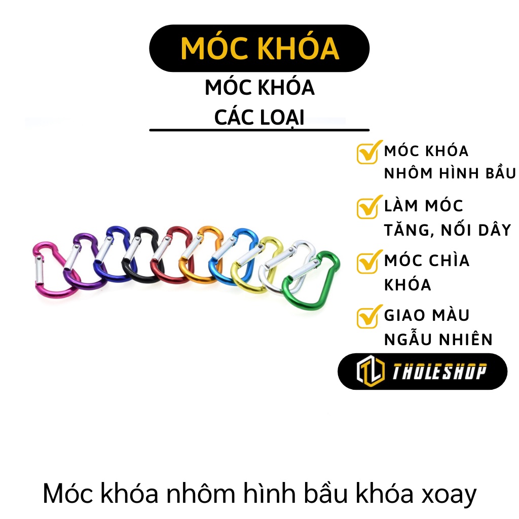 Móc Khóa Nhôm - Móc Khóa Đi Phượt Đa Năng Carabiner Hình Bầu 8499