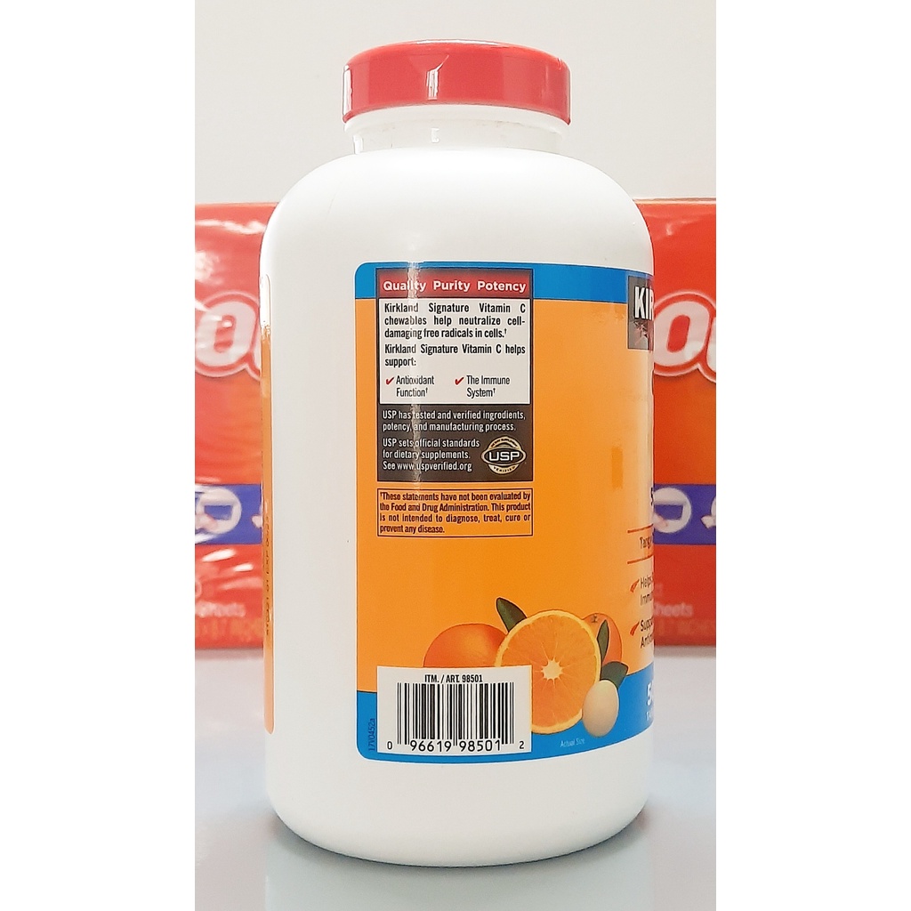 kẹo ngậm vitamin C 500mg hương cam chai 500 viên hãng Kirkland Signature từ mỹ