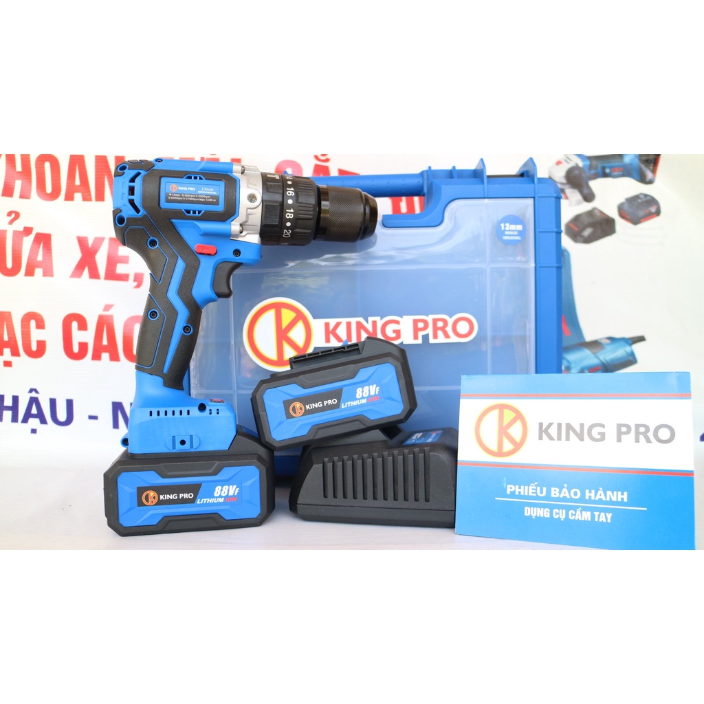 [  RẺ  VÔ ĐỊCH] Máy Khoan Pin 88V Đầu Auto Lock 13mm KINGPRO