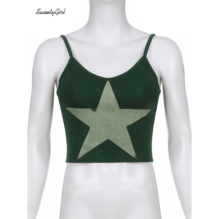 Áo Tank Top Ôm Dáng In Họa Tiết Ngôi Sao Màu Tương Phản Thời Trang 2022 Quyến Rũ Cho Nữ