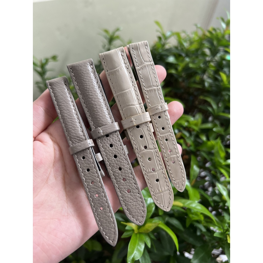 TẶNG CHỐT VÀ DỤNG CỤ THAY DÂY Dây đồng hồ da bò thật 2 mặt Màu Xám