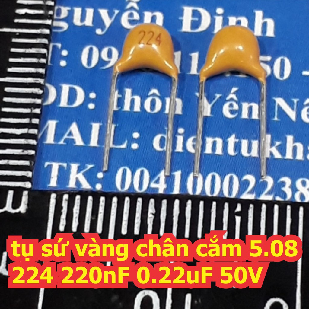 50 con tụ sứ vàng chân cắm 5.08 224 220nF 0.22uF 50V kde7122