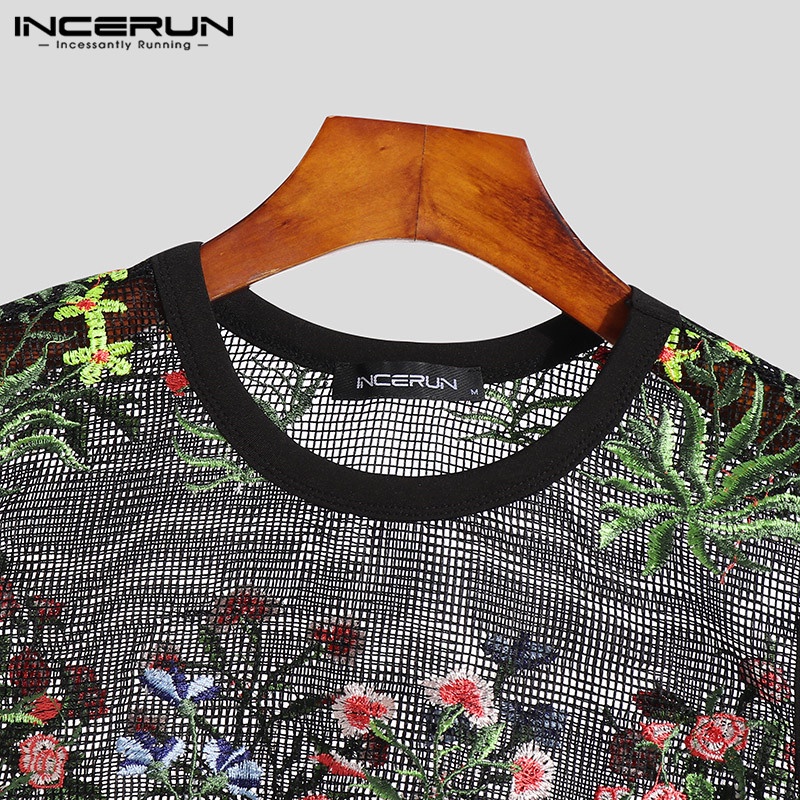 Áo ba lỗ INCERUN thêu hoa thời trang cho nam