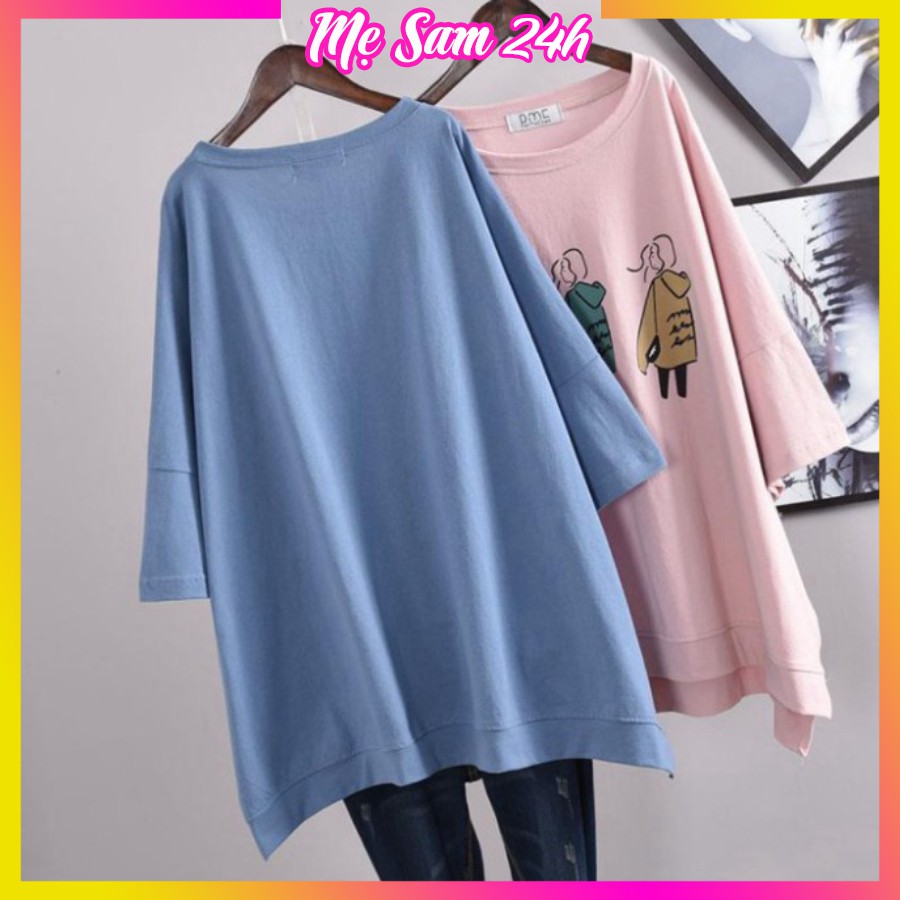 Áo phông unisex, áo thun form rộng tay lỡ Mẹ Sam 24h, chất vải mềm mát co giãn in hình 3 Cô Gái
