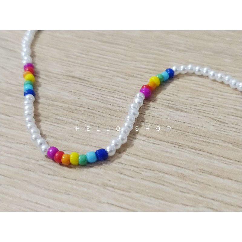 Vòng cổ hạt cườm nhiều màu mix trai