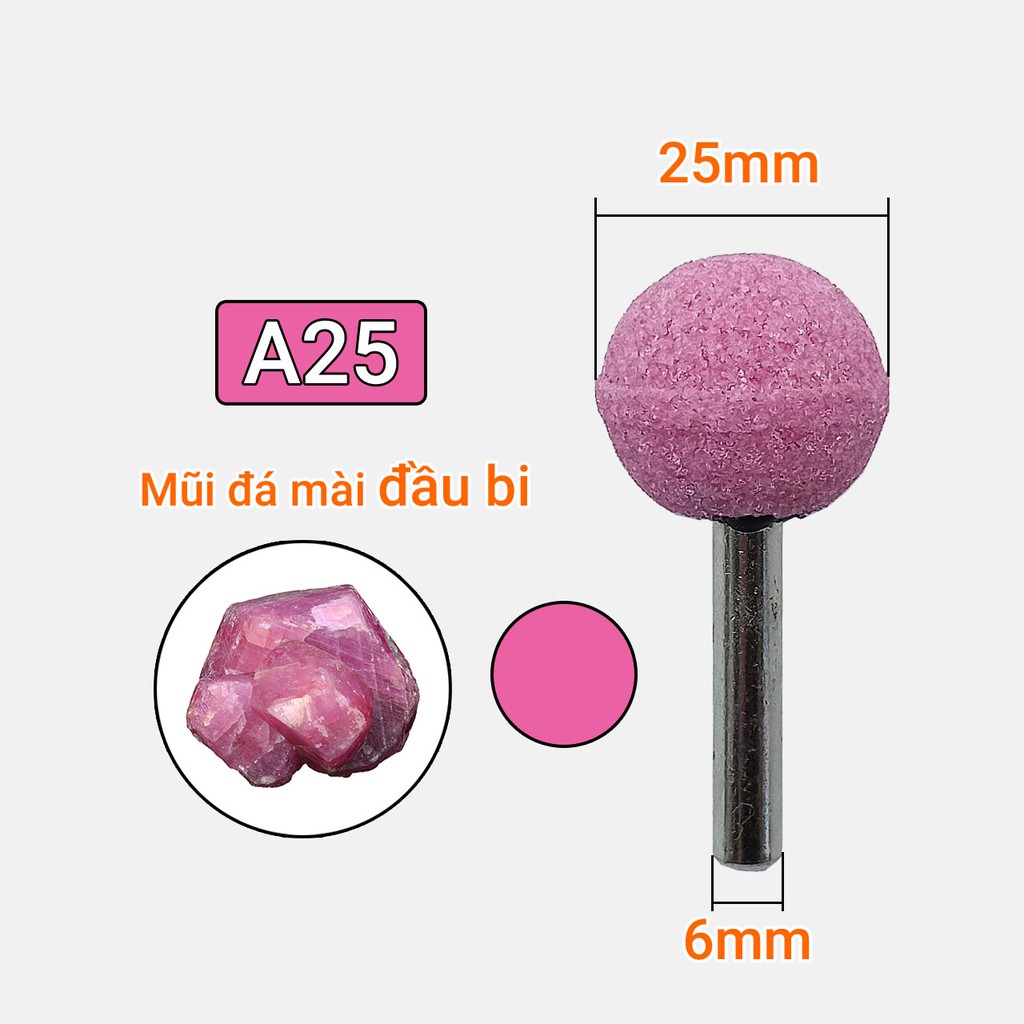 Mũi đá mài đầu bi cốt 6 ly