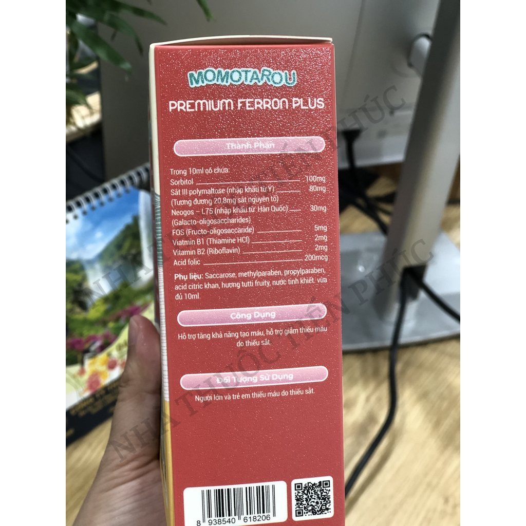 Siro Momotarou Premium Ferron Plus - Hỗ trợ tăng khả năng tạo máu, giảm thiếu máu do thiếu sắt Hộp 20 ống x 10ml