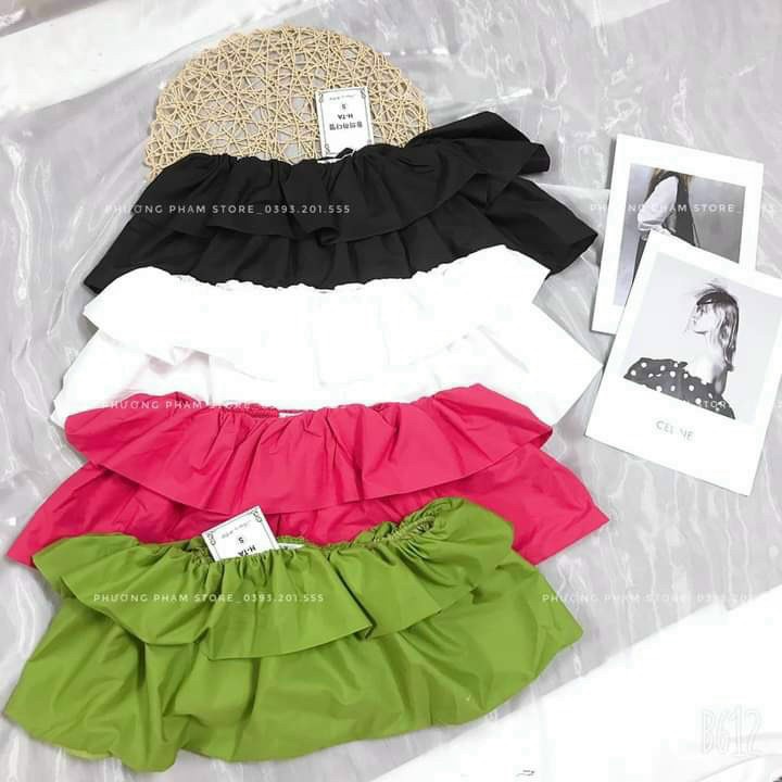 Áo croptop bẹt vai xinh hình thật shop chụp