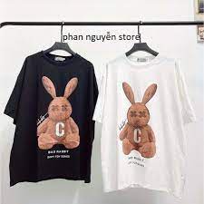 Áo Thun Tay Lỡ Phông Unisex Nam Nữ Chất Premium Cotton Oversize Form Rộng In Hình Thỏ Nâu Bad Rabbit.