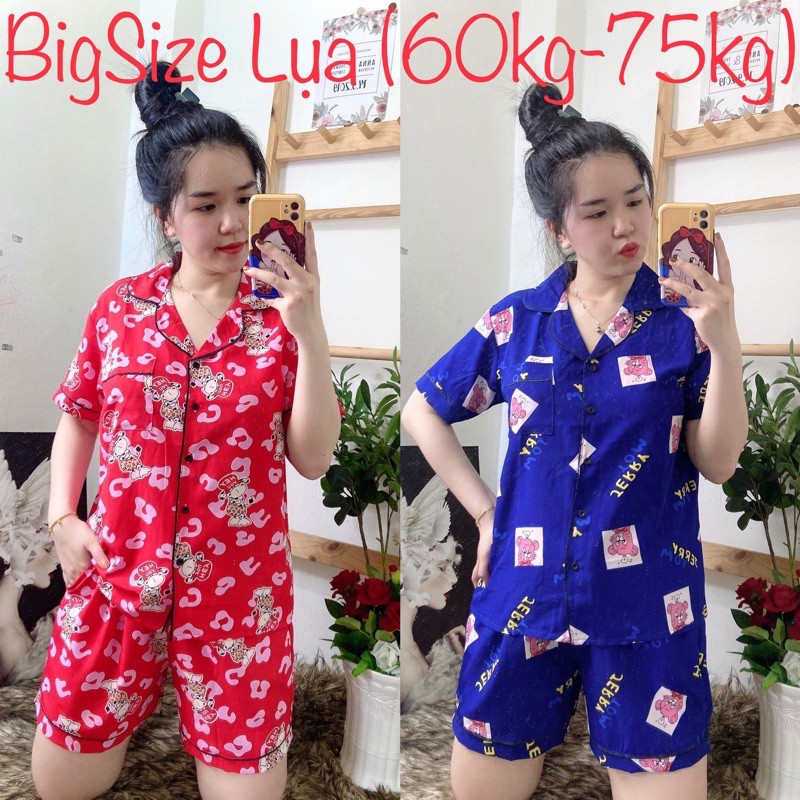 (BigSize 60kg-75kg) Đồ Bộ BigSize Pijama Lụa Hàn Đùi . | BigBuy360 - bigbuy360.vn
