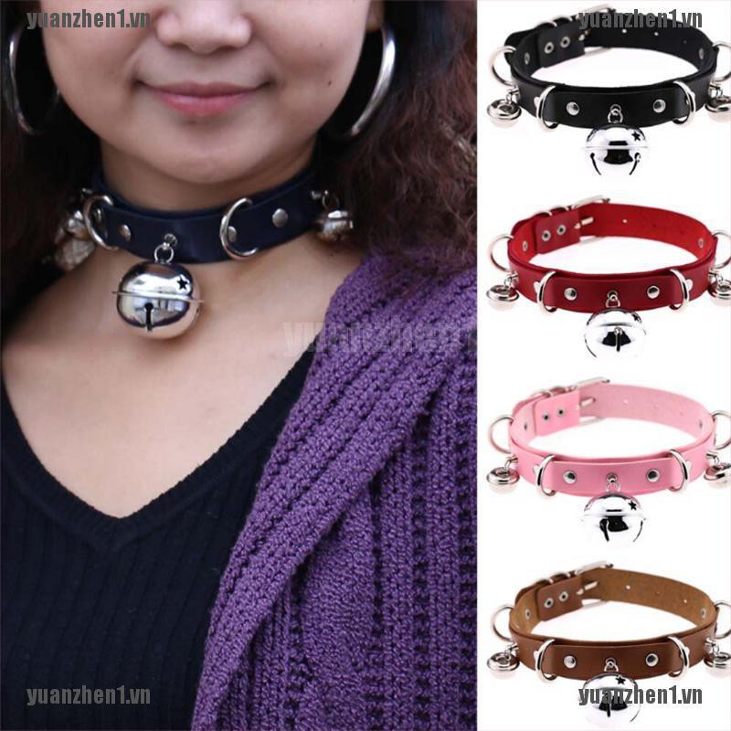 [YUANZHEN1] Vòng Cổ Da Mặt Chuông Phong Cách Punk Cho Nữ