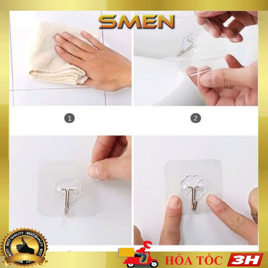 Móc Dán siêu dính trong, Móc dán tường Cường Lực ❤️HotSale❤️ Móc Dán Dính Tường thần thánh Siêu Bền Treo Đồ- SMEN