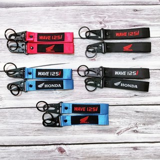 Móc khoá dây cho Honda Wave 125i  ..... Móc bằng thép không gỉ , logo vải thêu