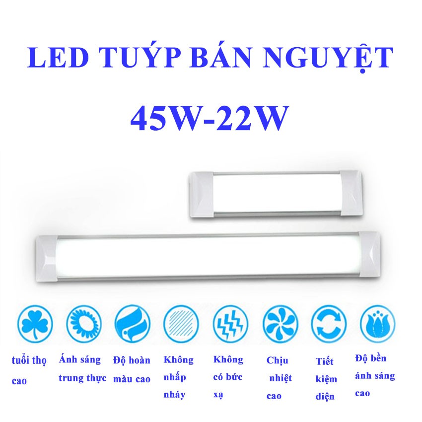 Bộ 4 đèn led Tuýp bán nguyệt 45w 1.2 mét HP