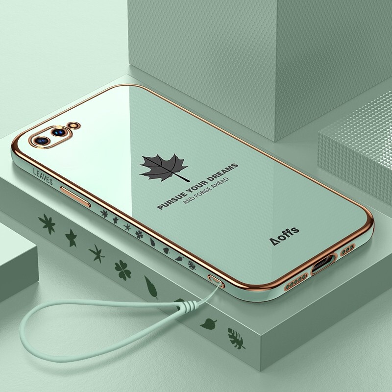 Ốp lưng OPPO A3S A12E case Vỏ điện thoại lá phong mạ điện sang trọng chất lượng cao