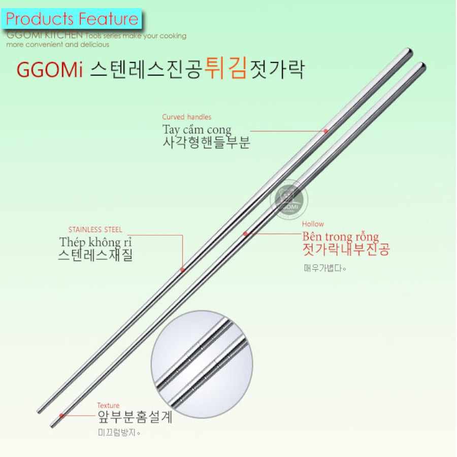 Đũa xào inox GGomi công nghệ chân không GG678 - Hàng nhập khẩu Hàn Quốc