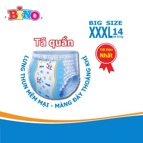 Combo 3 bịch Tã quần Bino Sumo XXXL14 miếng (18-35kg)