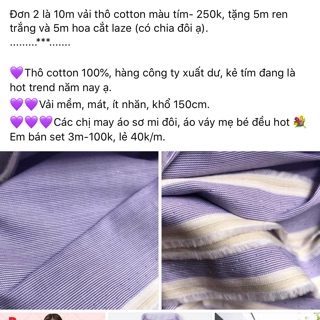 Set vải thô sơmi màu tím