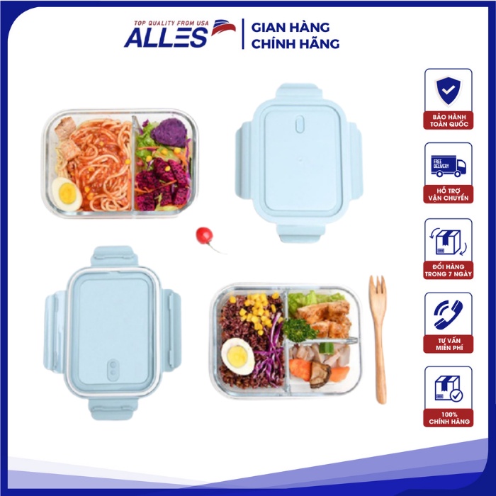 Hộp cơm văn phòng giữ nhiệt thuỷ tinh chia ngăn lịch sự