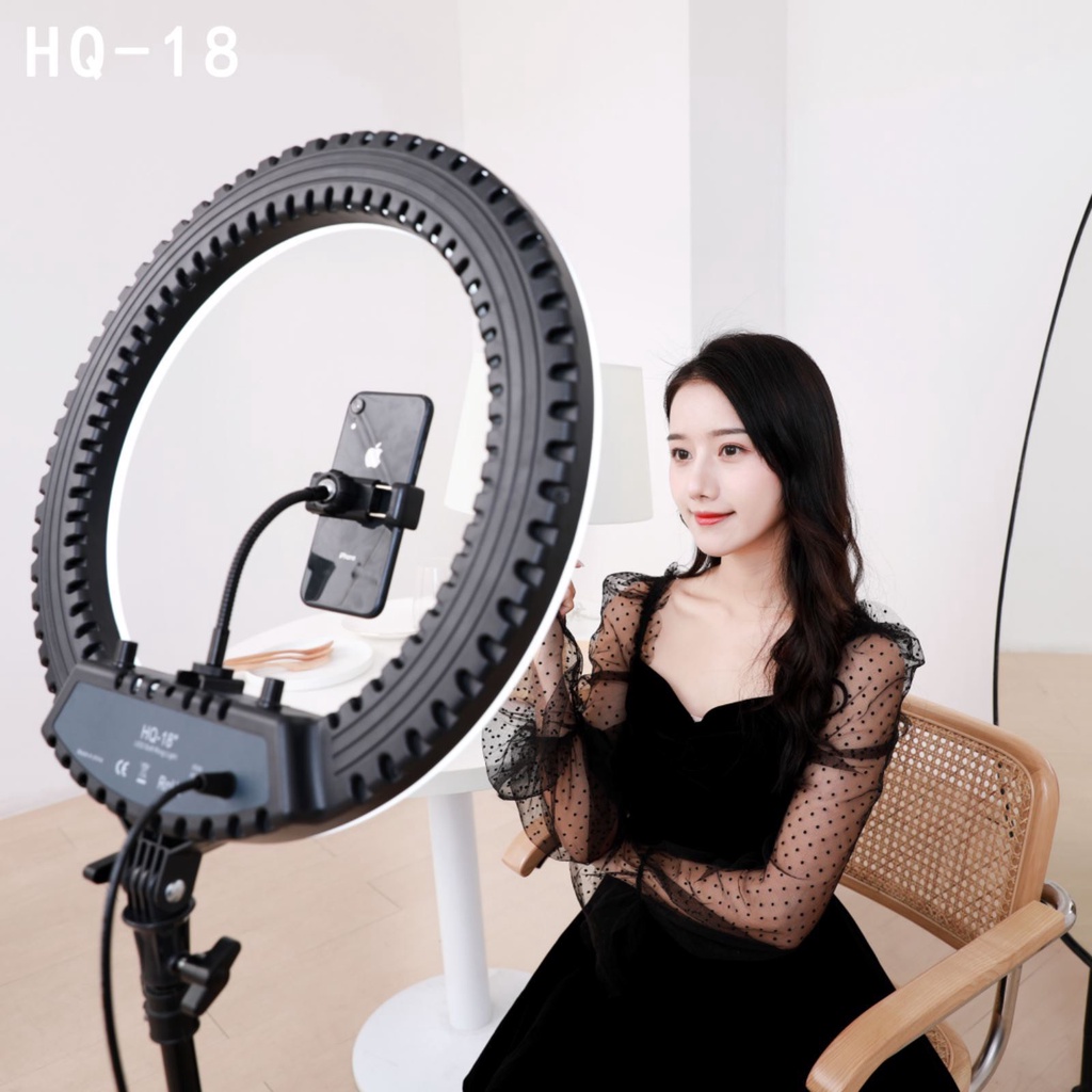 Đèn Livestream Hỗ Trợ Bán Hàng Phun Xăm Nối Mi Chụp Ảnh Make Up Nhiều Chế Độ Sáng Size 45cm Và Chân Cao 2m1
