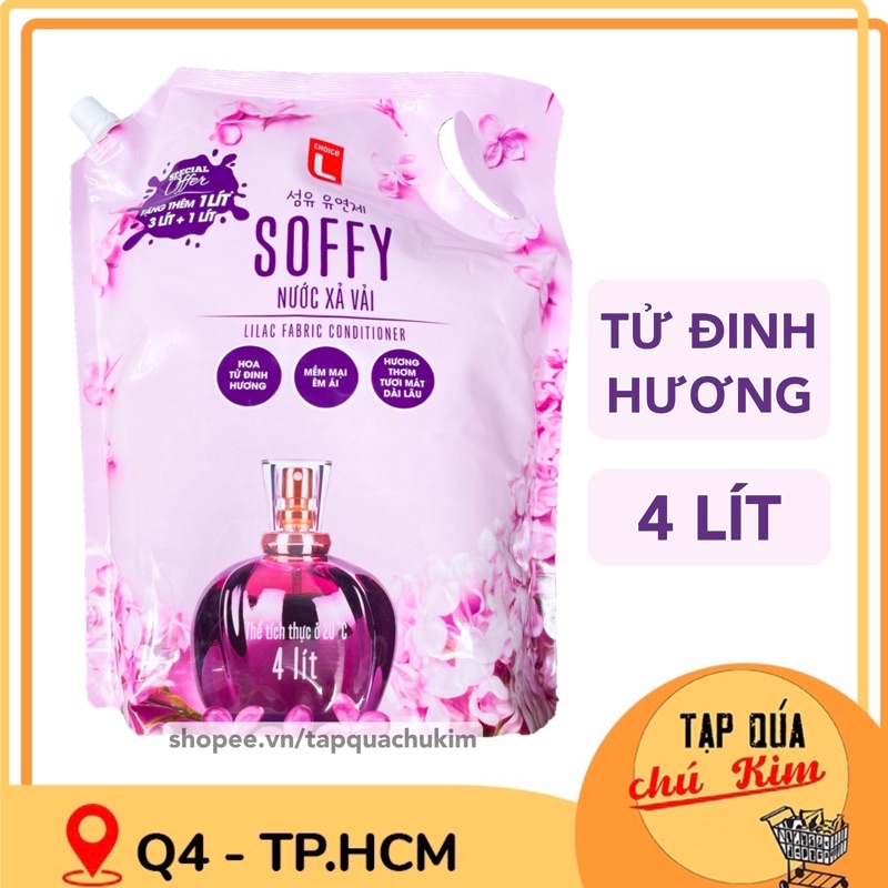 Nước xả vải SOFFY 4L Hàn Quốc - hương Hoa Tử Đinh Hương