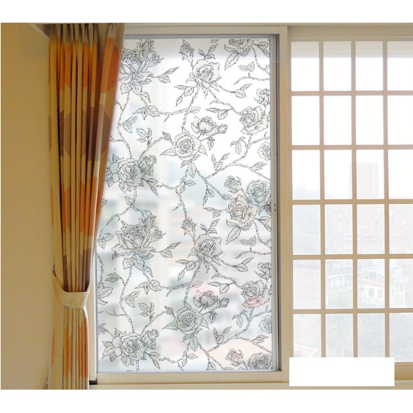 Decal Dán Kính Cao Cấp - Hoa Hồng Xám cực đẹp ( 60x116cm )