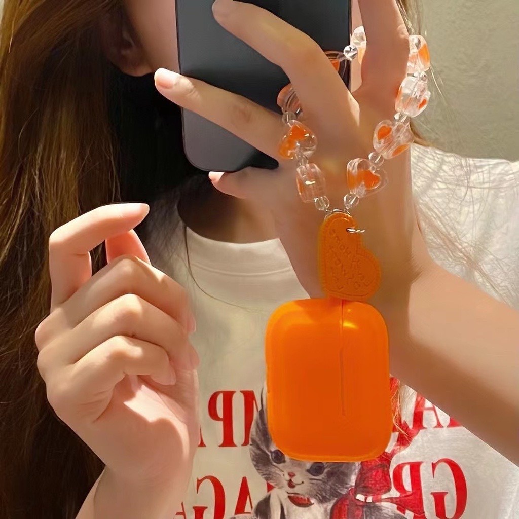 Case Airpod 1/2/pro Trơn Đơn Giản Màu Cam Nắp Liền