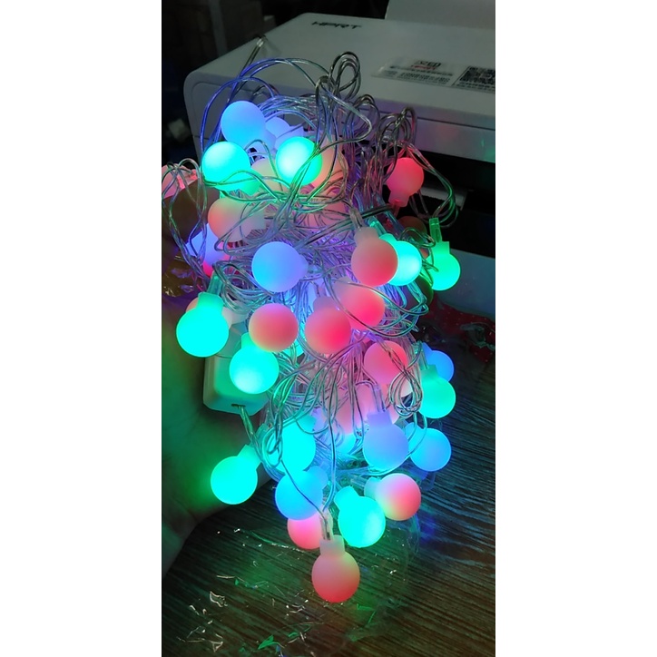 Dây đèn bi đục không chớp 10m  bóng dùng để trang trí nhà cửa dịp lễ,tết,noel,..