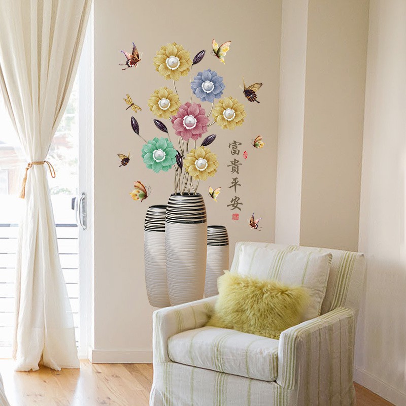 Decal dán tường Bình hoa trang trí | BigBuy360 - bigbuy360.vn