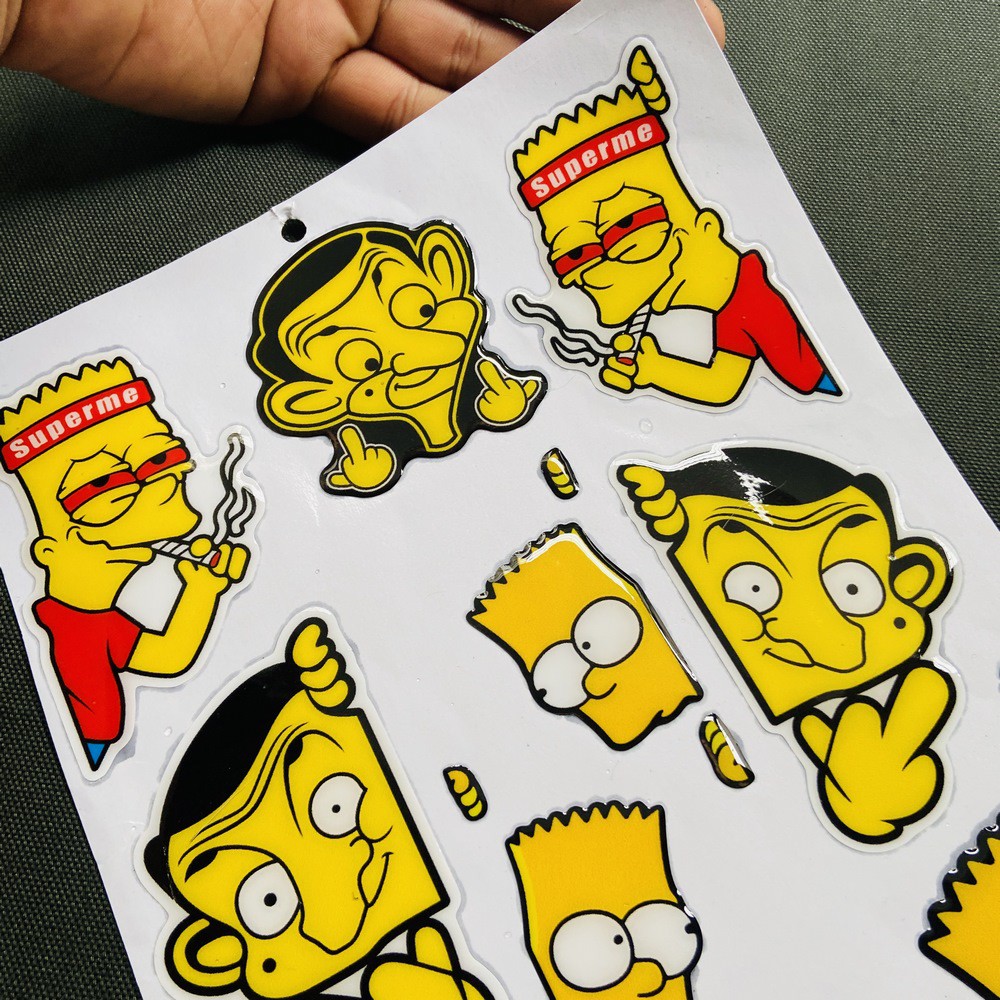 [QUÁ ĐỘC] TEM LOGO ĐỔ KEO NỔI DÁN XE SIMPSON,MR.BEAN HÀI HƯỚC CAO CẤP (MÀU VÀNG)