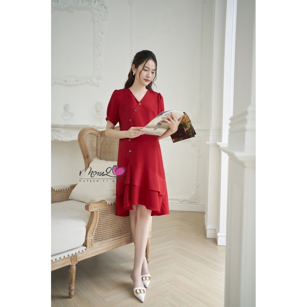 Váy Bầu Thiết Kế Công Sở, Dáng Suông Đuôi Cá Tiện Lợi Cho Mẹ Sau Sinh V003 J2K