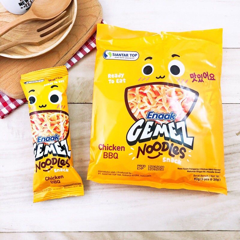 Snack Enaak Gemez BBQ Vị Gà Túi 60 Gr 3 Gòi Nhỏ