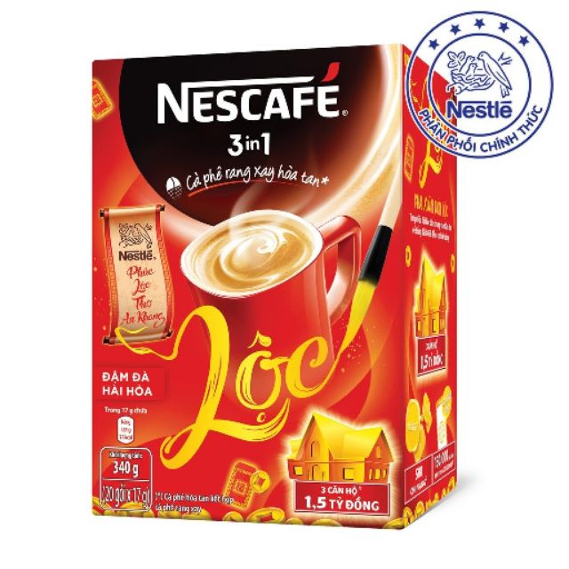 Nescafe 3in1 đậm đặc hài hòa mẫu tết hộp 340g(20goi×17g)