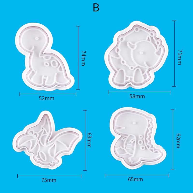 Bộ 4 khuôn cắt bánh quy hình khủng long dễ thương độc đáo