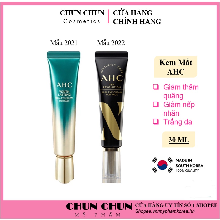 Kem mắt AHC Ageless Real Eye Cream For Face hết thâm quầng mắt Hàn Quốc 30ml