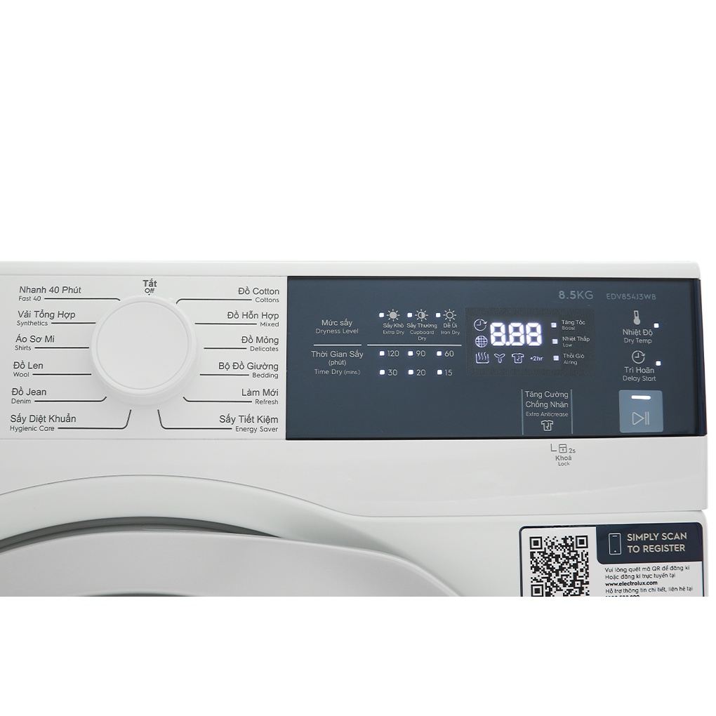 EDV854J3WB - Máy Sấy Thông Hơi Electrolux 8.5 kg EDV854J3WB - Mới 2022