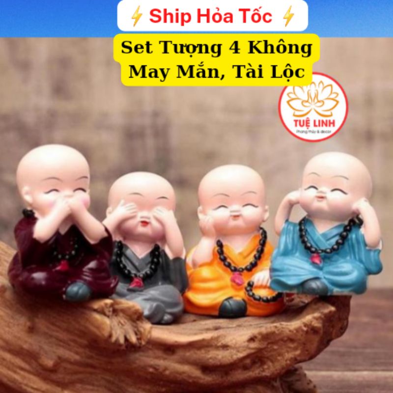 Set 4 Tượng Tứ Không Phong Thủy, Decor tiểu cảnh