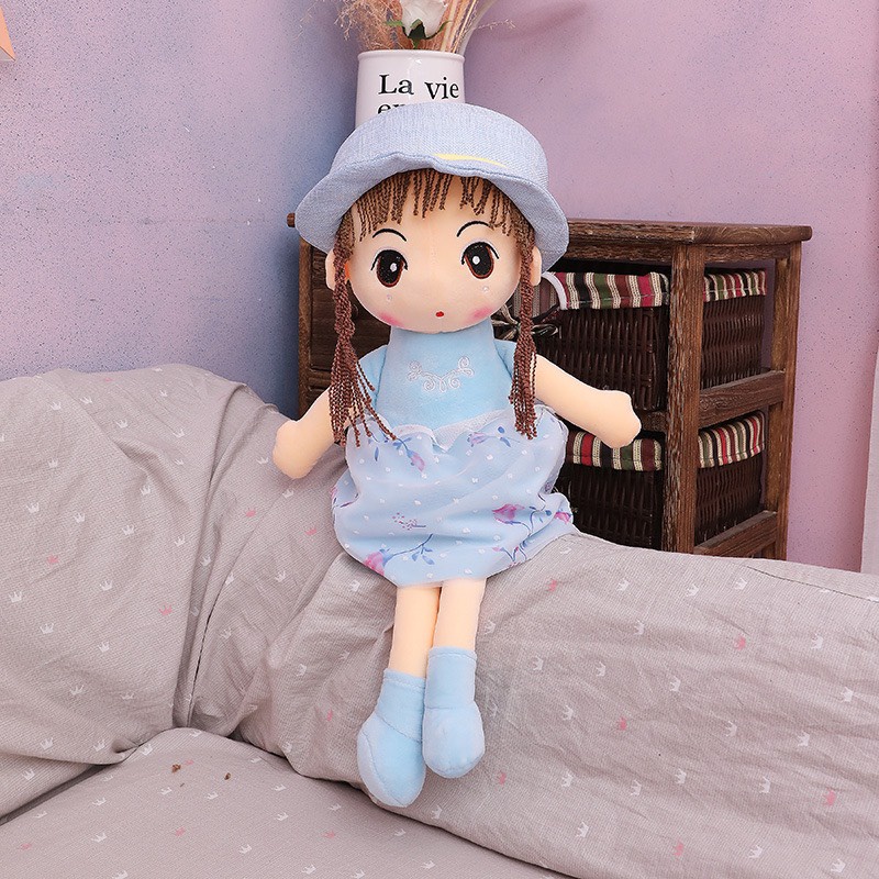 Búp Bê Váy Hoa Mũ Thô Cao 45cm Mầu Hồng Đậm