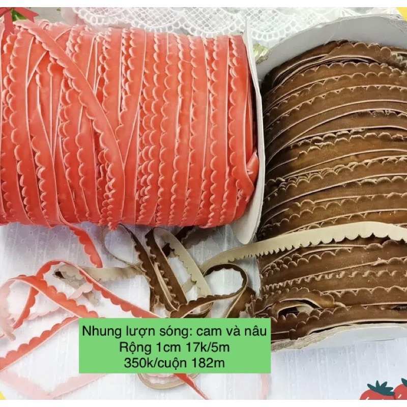 5m Ruy băng nhung viền lượn sóng rộng 1cm