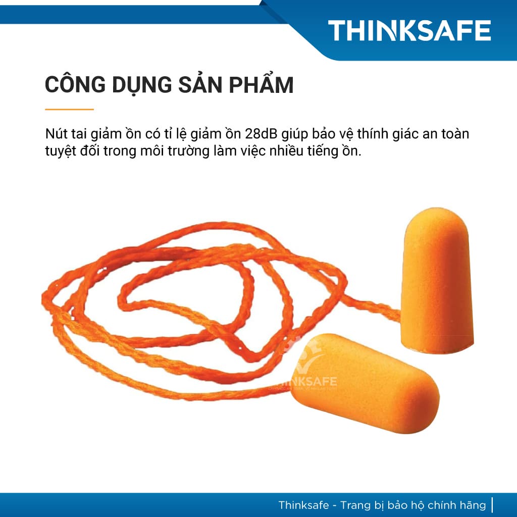 Nút tai chống ồn 3M 1110 cấu tạo từ PU xốp, chống ồn đạt chỉ số NRR 29dB