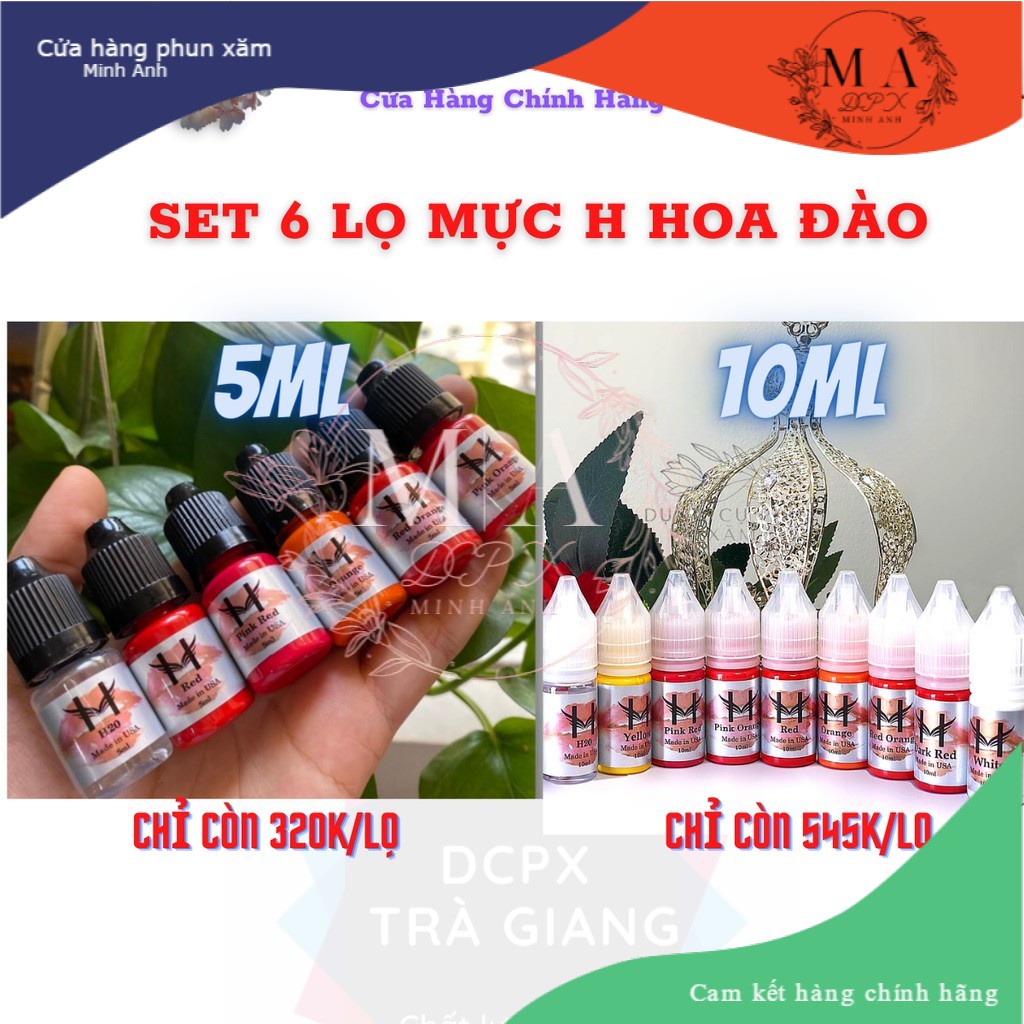 SET 6 LỌ MỰC HOA ĐÀO BONG ĐẬM - MỰC HOA ĐÀO USA