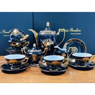 Bộ Ấm Trà, Cà Phê VERSACE Đen Cao Cấp