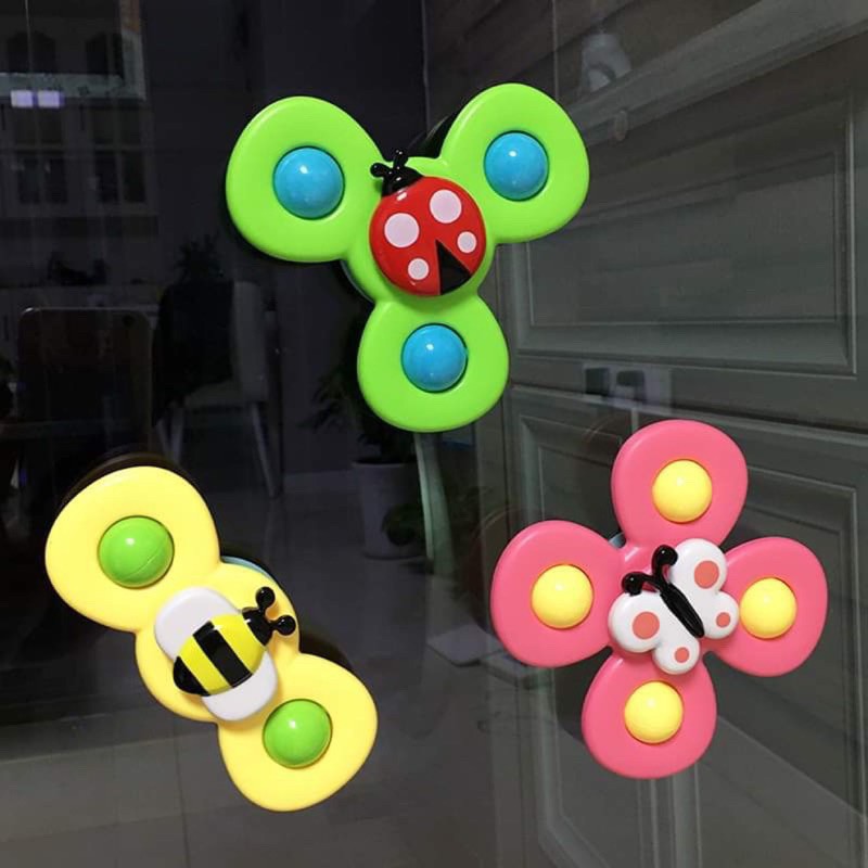 Set 3 Con Quay Đồ Chơi Fidget Spinner Hình Bông Hoa Lớn Có Giác Hút